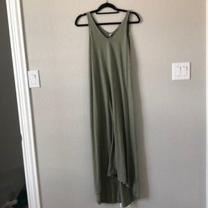 High-low olive green maxi dress